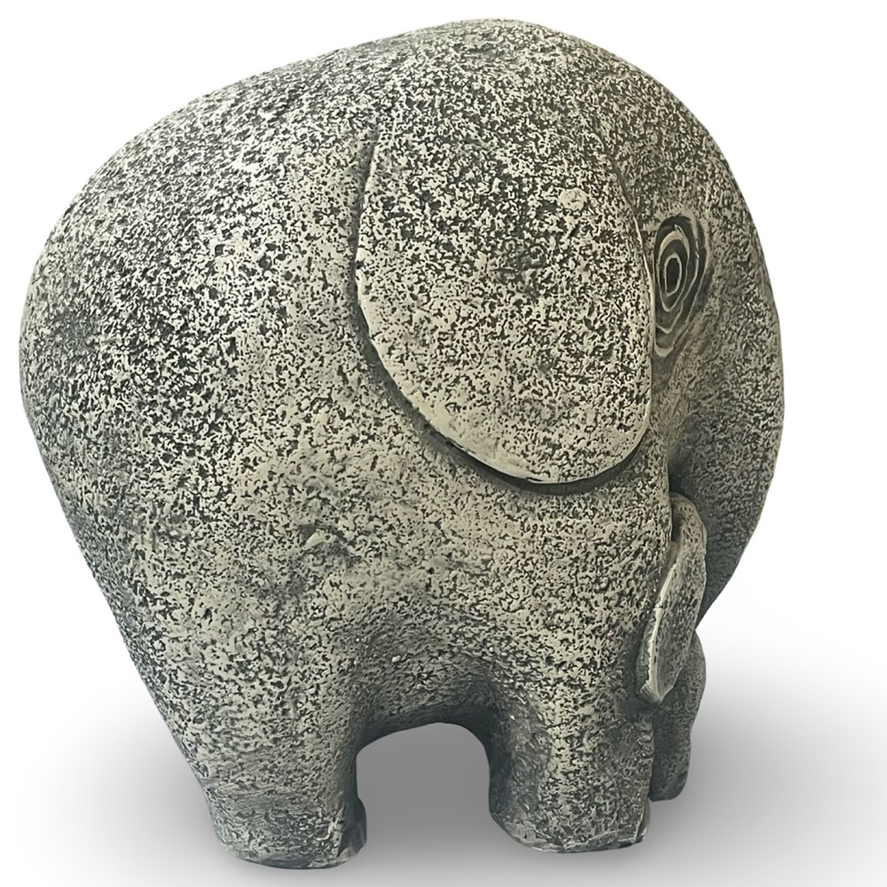 Large Vintage Neutral Stone Resin Elephant and Calf Sculpture 7” - Picture 5 of 9
